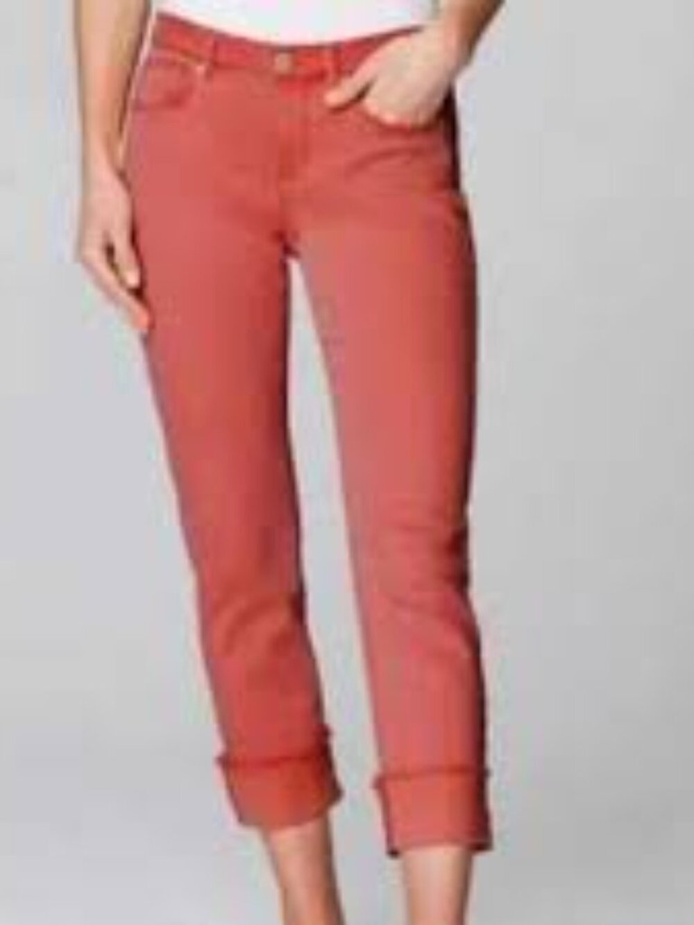 J Jill Denim Red Authentic Fit Cropped Mid Rise Jeans Size 10